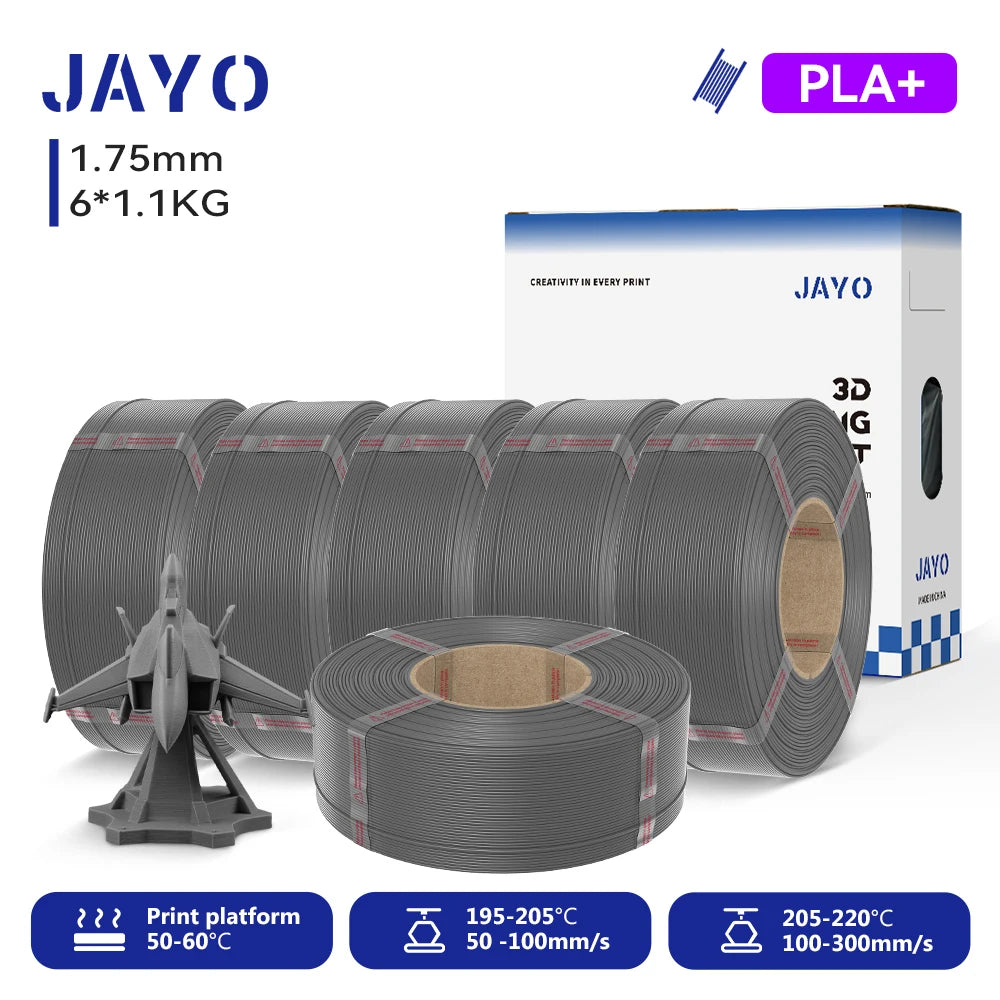 JAYO Refill PETG/PLA+ Filament 1.75mm Refill 3D Printer Filament, Suitable for Bambu Lab Filament & JAYO Reusable spools 6Rolls