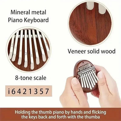 Mini Kalimba 8 Key Thumb Piano Water Drop Style - Portable Cute Musical Instrument for Kids & Adults - Perfect Exquisite Gift