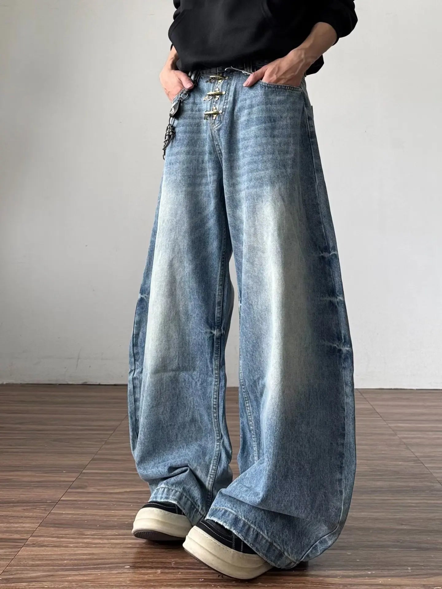 Men's Baggy Jeans Unisex Y2K Trendy Casual Wide Leg Denim Pants High Street Oversize Trousers American Style Streetwear Fashion
