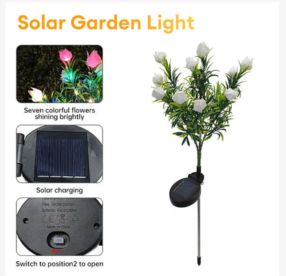LED Gardenia, Rose, Lily Solar Outdoor Artificial Lantern, Garden Decoration, Lawn Lantern, Grass Atmosphere Light