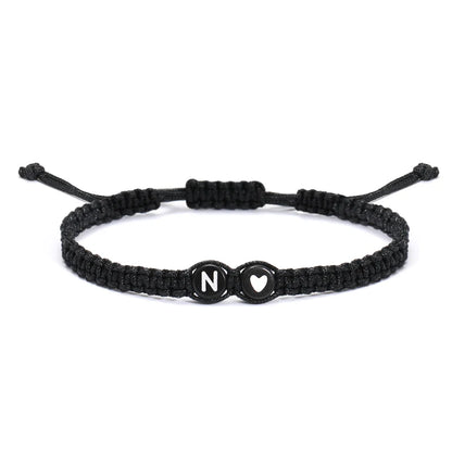 26 Letters Initial Heart Bracelets Handmade Adjustable A-Z Name Braided Bracelets For Women Men Friendship Jewelry