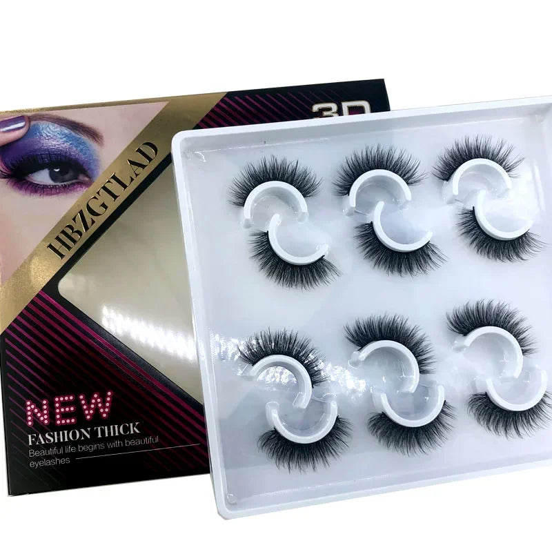 New 6 pairs 10-25mm fake Eyelashes 100% Mink Eyelashes Mink Lashes Natural Dramatic Volume Eyelashes Extension False Eyelashes