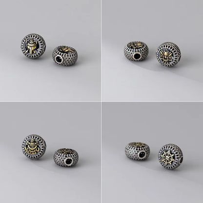 MEETSOFT  Vintage 925 Sterling Silver Auspicious Eight Treasures Beads Charms of DIY Handmade Bracelets Accessories Wholesale