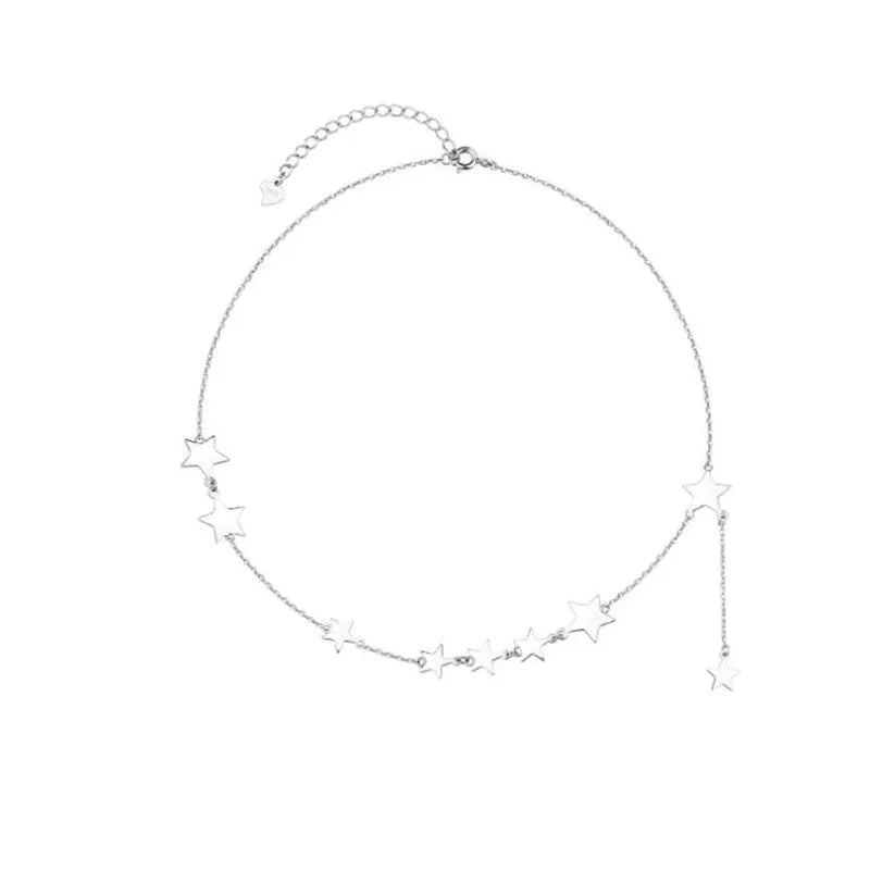 New Creative Beautiful Women Short Stars 925 Sterling Silver Jewelry Temperament Clavicle Chain Exquisite Necklaces XL125
