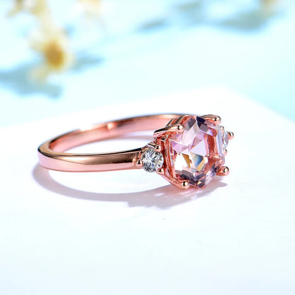 Luxyimagic Hexagon London Blue Topaz Gemstone Ring for Women Soid 925 Sterling Silver Tanzanite Morganite Jewelry for Engagement