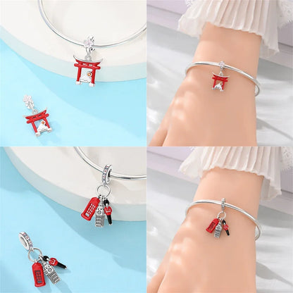 New 925 Silver Charms Greek Temple Paris Tower London Big Ben Beads Pendant Fit Original Bracelet DIY Cultural Fine Jewelry Gift
