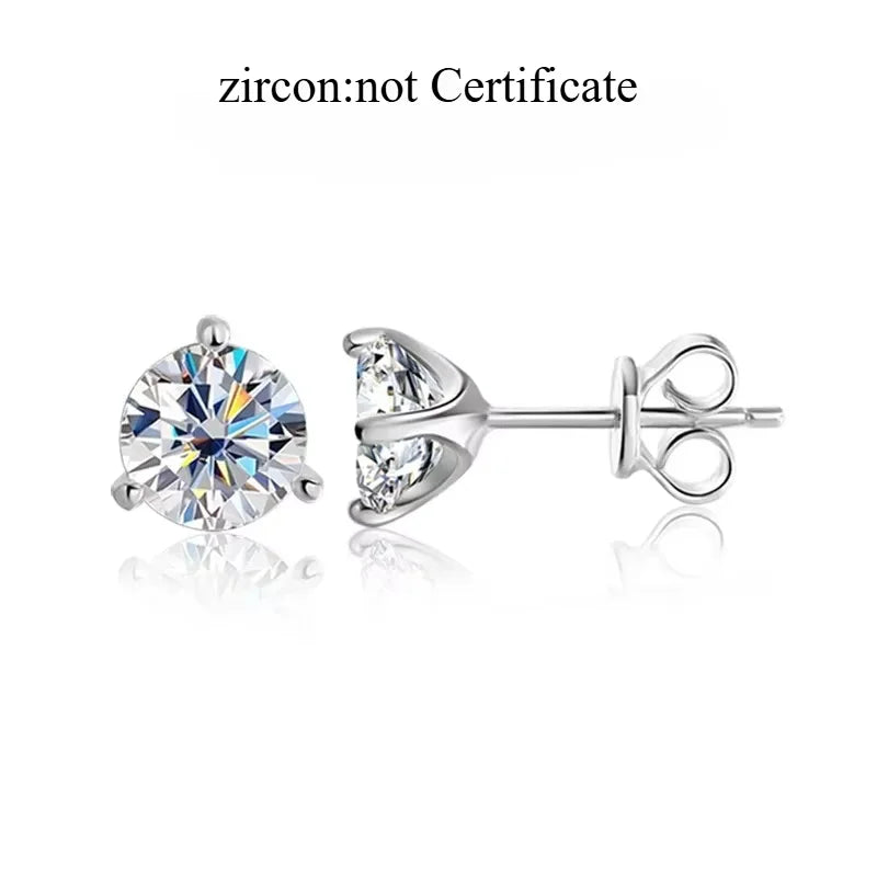 Smyoue 3 Claws 0.3-2CT Certified Moissanite Stud Earrings for Women Sparkling Lab Diamond Earring Sterling Silver 925 Plated 18K