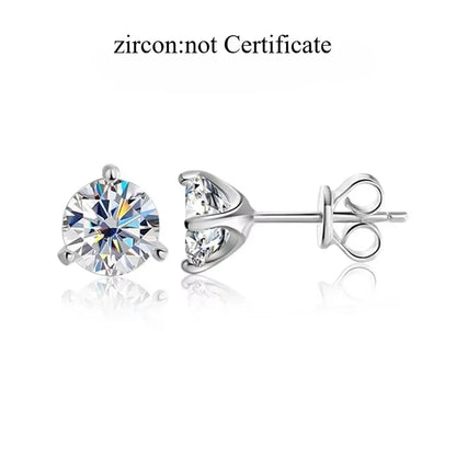 Smyoue 3 Claws 0.3-2CT Certified Moissanite Stud Earrings for Women Sparkling Lab Diamond Earring Sterling Silver 925 Plated 18K