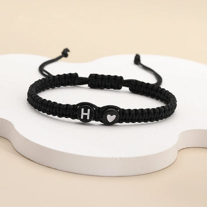 26 Letters Initial Heart Bracelets Handmade Adjustable A-Z Name Braided Bracelets For Women Men Friendship Jewelry