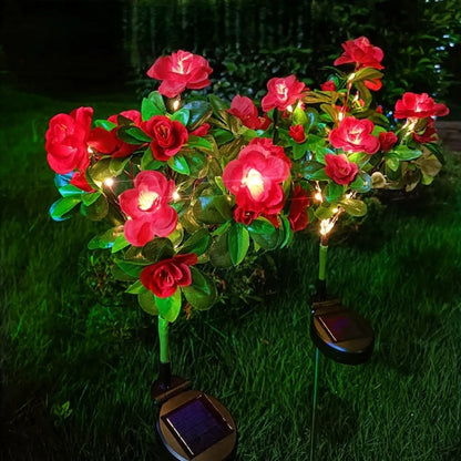 1PC Solar Powered Azalea Flower Stake Lights Waterproof LED Floral Garden Lights for Gift Outdoor Patio Yard Pathway Decor