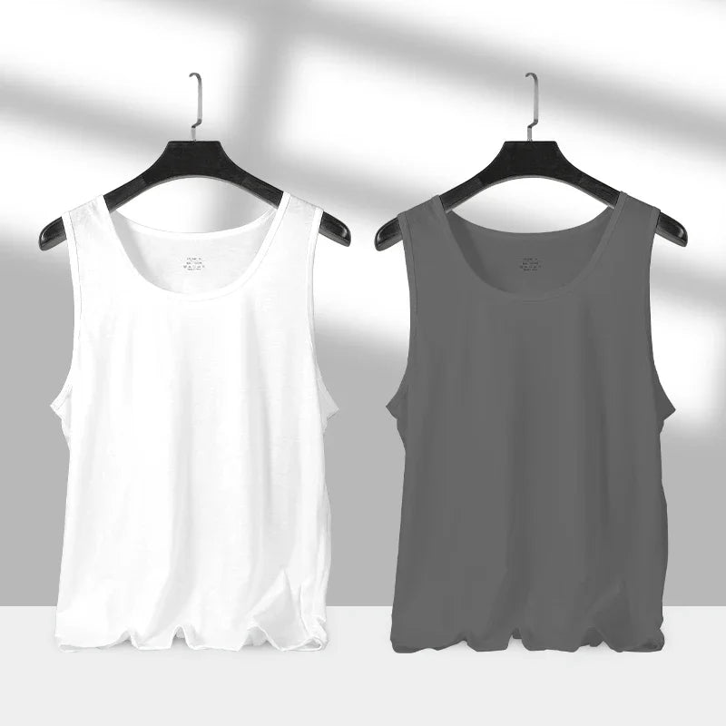 Men's pure cotton vest breathable slim youth sports foundation hurdle I loose summer thin halter undershirt