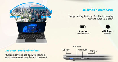 14 Inch Windows 10 Laptops Computer EZbook S5 12GB LPDDR4 RAM 256GB SSD ROM 1080p FHD J4105 CPU with Celeron 4-Core Processor