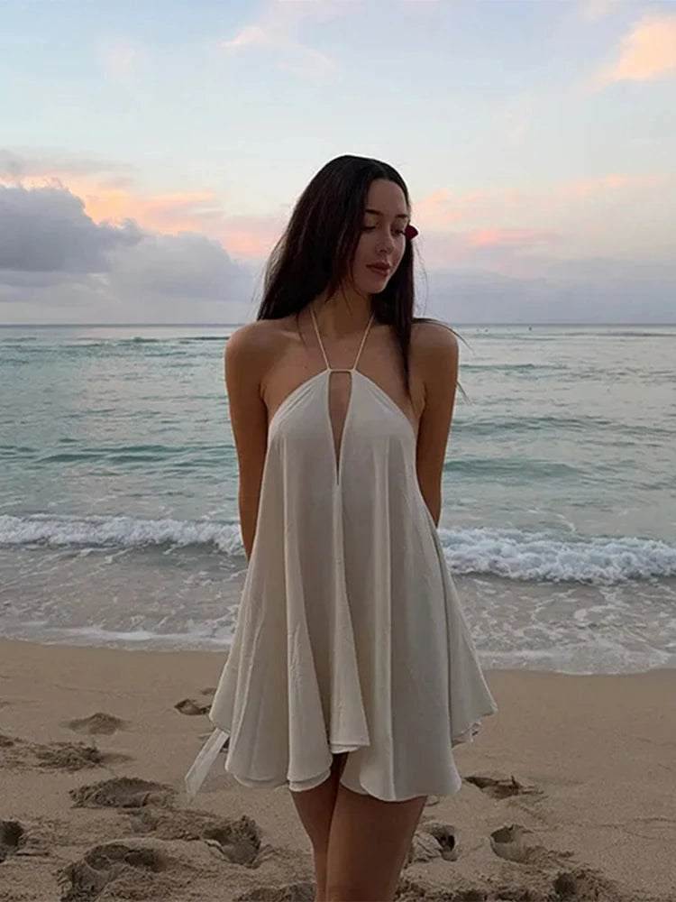 Sexy Party Off Shoulder Dresses Women's Elegant Sleeveless Hollow Out Beach Dress Backless High Street Lady Vestidos 2025 Summer