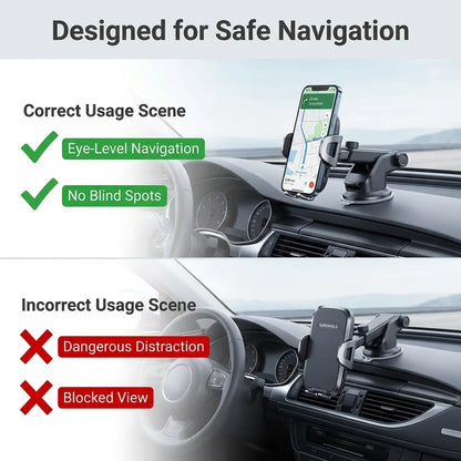 Universal Car Phone Holder Multi-Scene One-Click Lock Strong Suction 360° Rotation for Car Navigation & Desk