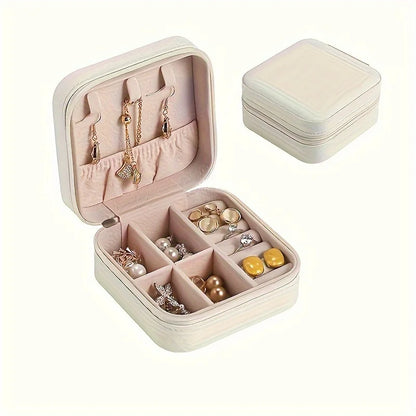 Square Jewelry Organizer Box with Lid | 6-Color Travel Case for Earrings, Necklaces & Rings - Gift for Women