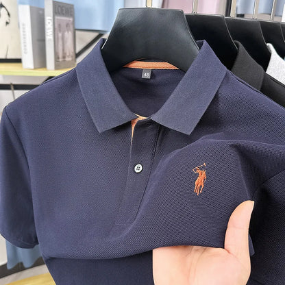 100% cotton luxury men's short sleeve polo shirt high-end brand fashion pony embroidery new comfort summer trend Paul T-shirt