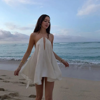 Sexy Party Off Shoulder Dresses Women's Elegant Sleeveless Hollow Out Beach Dress Backless High Street Lady Vestidos 2025 Summer