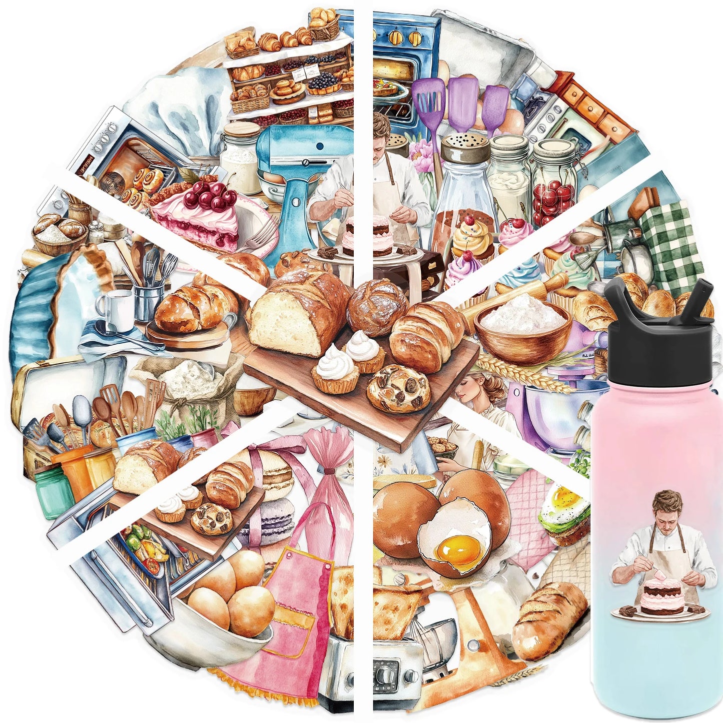 50Pcs Baking Dessert Cake Egg Theme Sticker Transparent PET Stickers For Stationery Guitar DIY Phone Case Craft Supplies