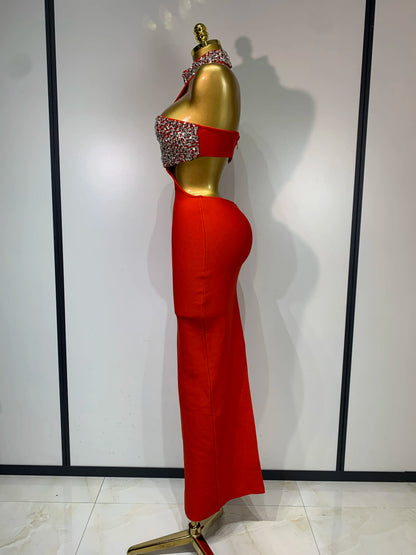 Women Sexy Backless Sparkly Crystal Diamonds Black Bodycon Bandage Dress Celebrity Elegant Evening Club Party Birthday Dresses