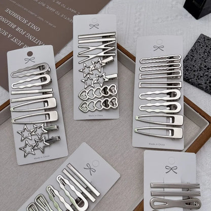 Sliver Metal Hair Clips Women Girls Y2K Duckbill Hairpin Personality Bangs Side Headwear Barrettes Hairclip Styling Accessories