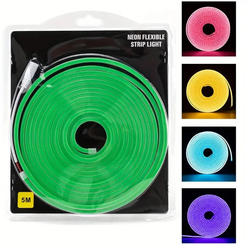 1 Roll 12V 196.85in/5M LED Flexible Silicone Neon Light, Outdoor LED Strip Lights Waterproof, 2835 12-bead Neon Light, 12V 6*12