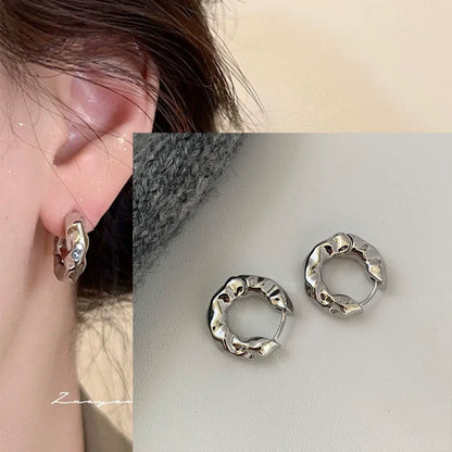 VENTFILLE 925 Sterling Silver Liquid Lava Texture Pearl Earring for Women Design Retro Versatile Jewelry Gift Dropshipping