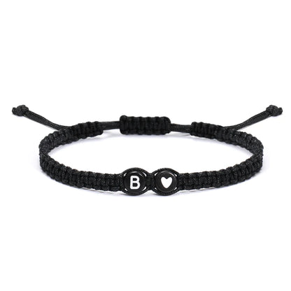 26 Letters Initial Heart Bracelets Handmade Adjustable A-Z Name Braided Bracelets For Women Men Friendship Jewelry