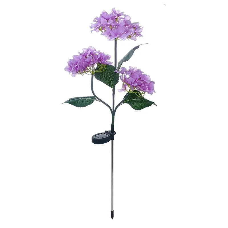 Hydrangea Flowers Lawn Light Garden Stakes Ground Lights Outdoor Decor Lamp Pathway Waterproof  Pond Floral Solar Powered Light