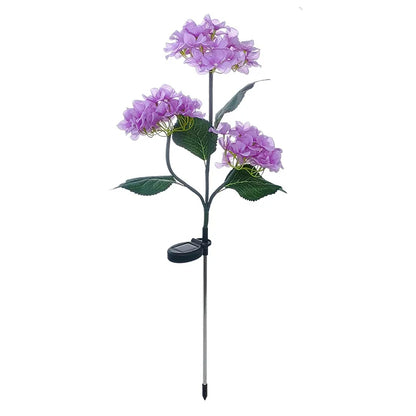Hydrangea Flowers Lawn Light Garden Stakes Ground Lights Outdoor Decor Lamp Pathway Waterproof  Pond Floral Solar Powered Light