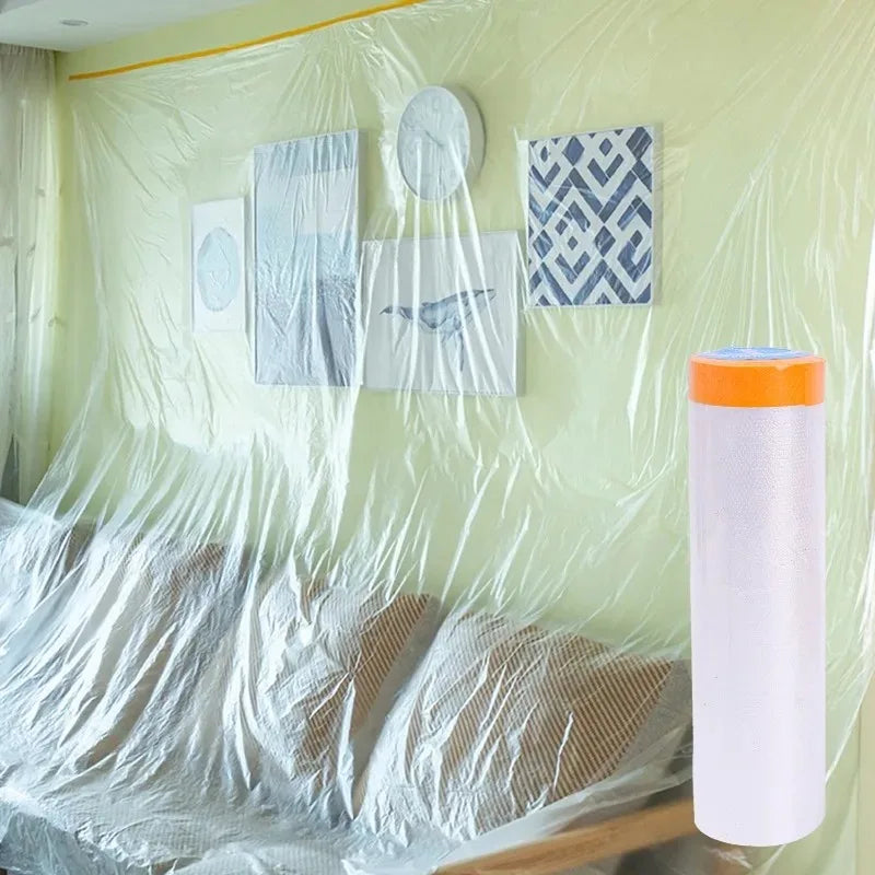 Disposable Cuttable Dust Film Self-adhesive Dustproof Film Automotive Paint Masking Tape for Furniture Dormitory Dust Protection