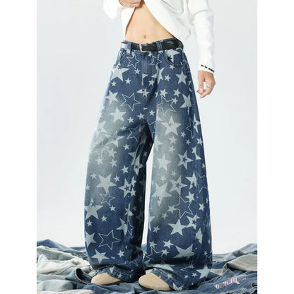 Men's Baggy Jeans Unisex Y2K Trendy Casual Wide Leg Denim Pants High Street Oversize Trousers American Style Streetwear Fashion