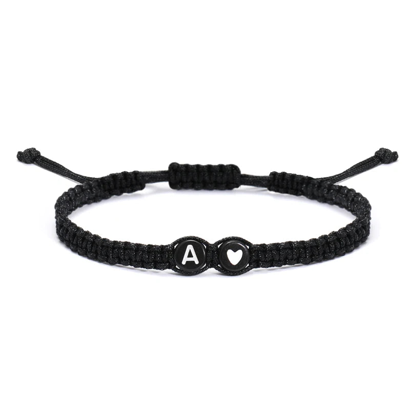 26 Letters Initial Heart Bracelets Handmade Adjustable A-Z Name Braided Bracelets For Women Men Friendship Jewelry
