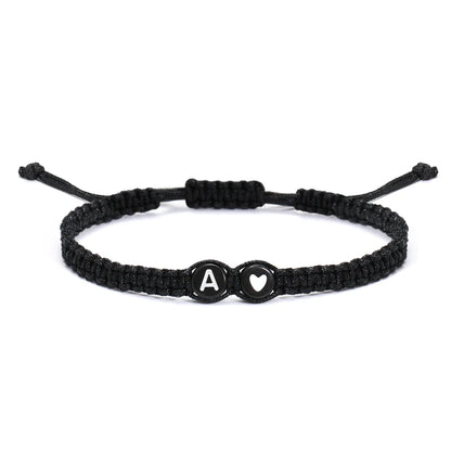 26 Letters Initial Heart Bracelets Handmade Adjustable A-Z Name Braided Bracelets For Women Men Friendship Jewelry