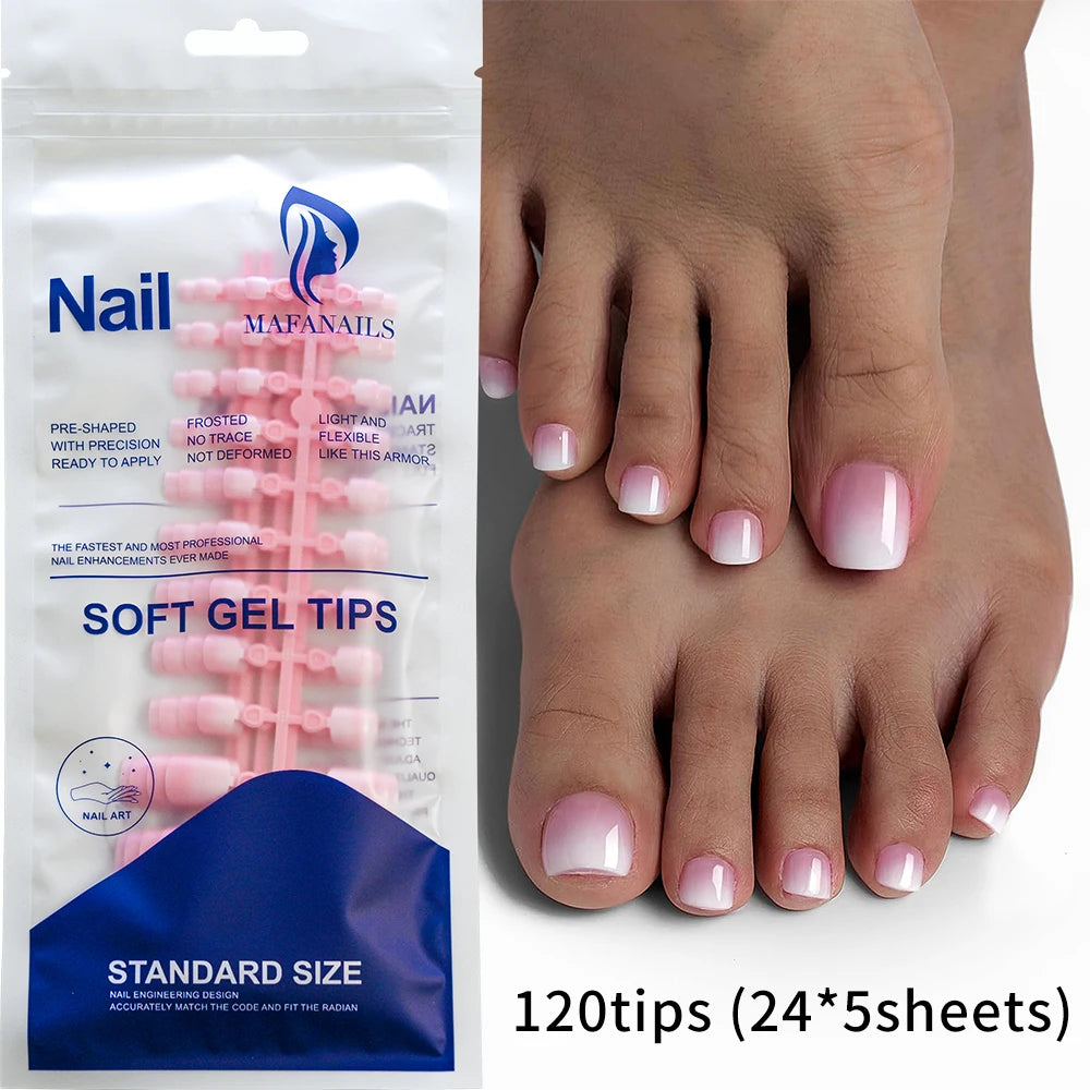 144pcs Short Square False Toe Nails Lake Blue/White/Red/Nude Press on Toenails Glossy Full Cover Toe Nails 100/120pcs Artificial