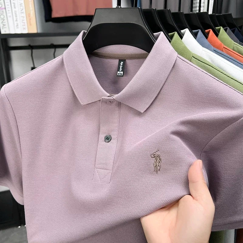 100% cotton luxury men's short sleeve polo shirt high-end brand fashion pony embroidery new comfort summer trend Paul T-shirt