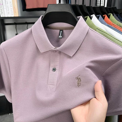 100% cotton luxury men's short sleeve polo shirt high-end brand fashion pony embroidery new comfort summer trend Paul T-shirt