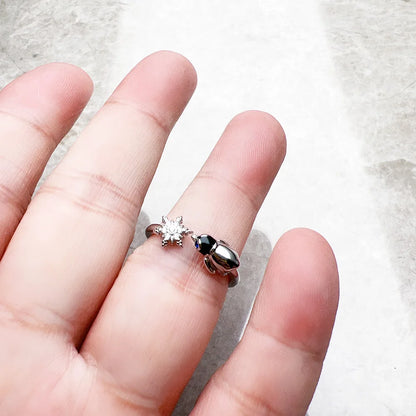 Ring Snowflakes and Penguin Europe Style Cute Fine Jewelry For Women Brand New Pure 925 Sterling Silver Gift