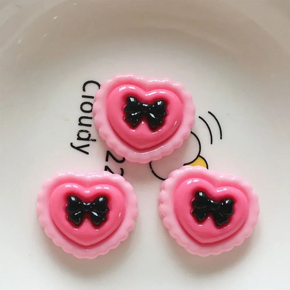 10PCS Shiny Rose Red Bear Flower Miniature Resin Flat Back Cabochons For Hairpin Scrapbooking DIY Home Decor Craft Accessories