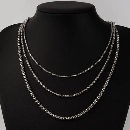 45/50/60/70/80/90cm Long Chain Simple Jewelry Around Neck Decor Stainless Steel Box Necklaces For Women Men DIY Pendant Supplies