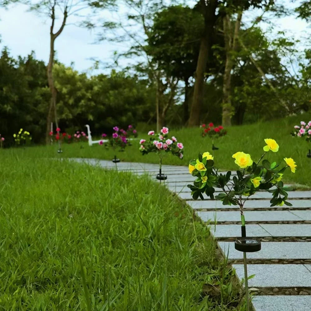 LED Azalea Solar Lamp, Waterproof Ground Plug Flower Light for Lawn Courtyard Garden Wedding Birthday Festival