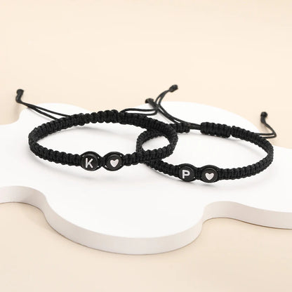 26 Letters Initial Heart Bracelets Handmade Adjustable A-Z Name Braided Bracelets For Women Men Friendship Jewelry