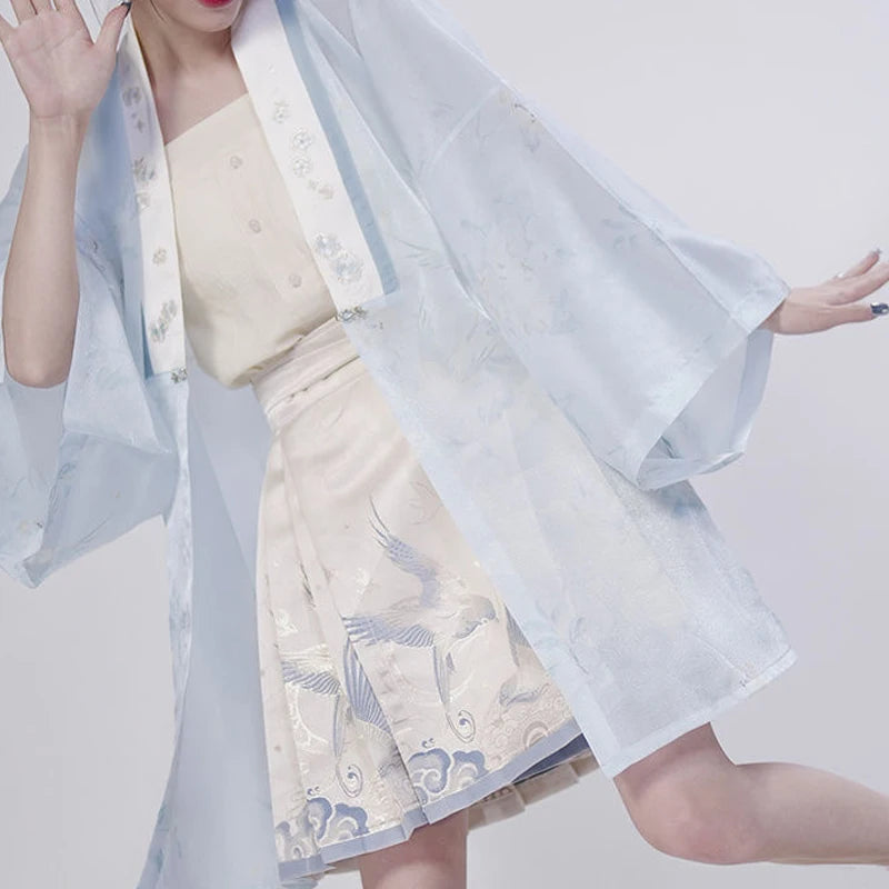 2023 Spring Summer New Fashion Printing High Waist Strap A-line Skirt Women High Street Chinese Style Loose Casual Pleated Skirt
