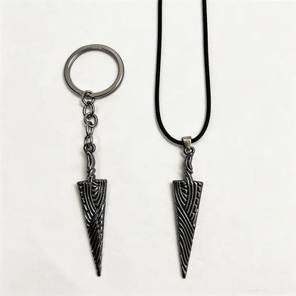 2Pcs/Set Hollow Knight Bone Nail Keychain Necklace Black Rope Chain Pendant for Men Women Game Fans Collectible