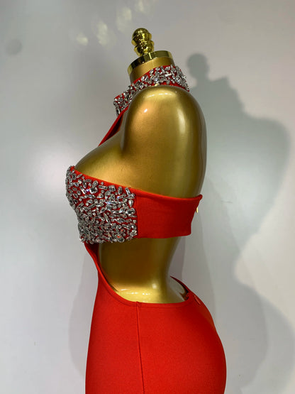 Women Sexy Backless Sparkly Crystal Diamonds Black Bodycon Bandage Dress Celebrity Elegant Evening Club Party Birthday Dresses