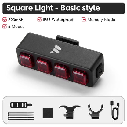 WEST BIKING Bike Taillight IP66 Waterproof Smart Brake Sensing Rear Light Auto Start/Stop LED Cycling Taillight Bike Accessories