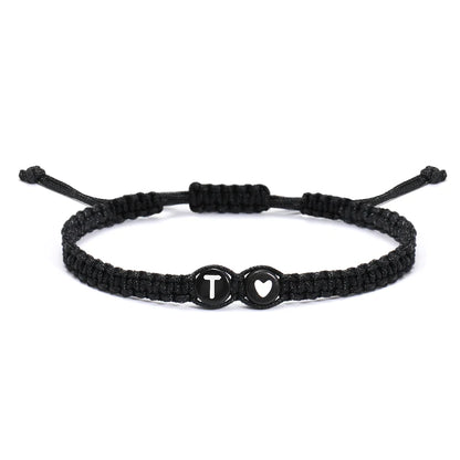26 Letters Initial Heart Bracelets Handmade Adjustable A-Z Name Braided Bracelets For Women Men Friendship Jewelry