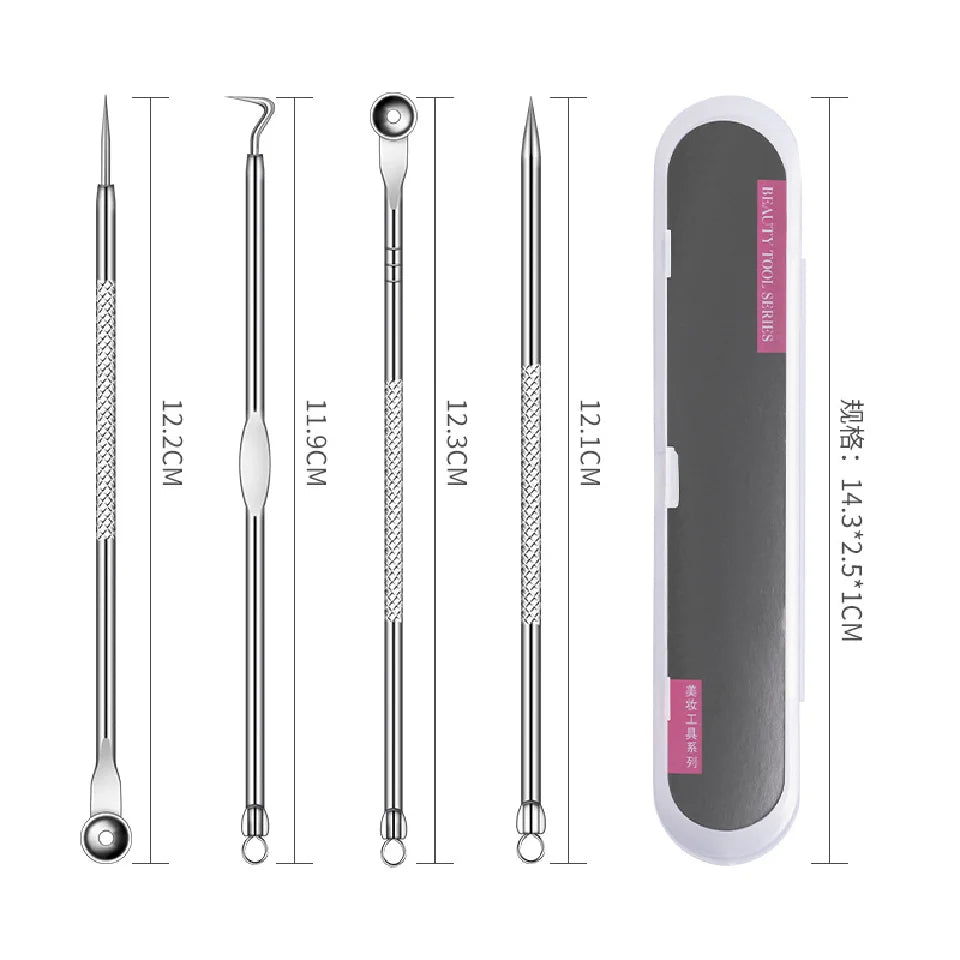 Acne Blackhead Remover Needle Tools Set  Blackhead Tweezer Pimple Extractor Stainless Steel Blackspot Removal Skin Care Tool