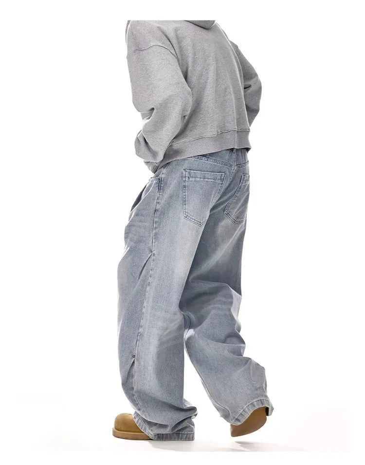 Men's Baggy Jeans Unisex Y2K Trendy Casual Wide Leg Denim Pants High Street Oversize Trousers American Style Streetwear Fashion