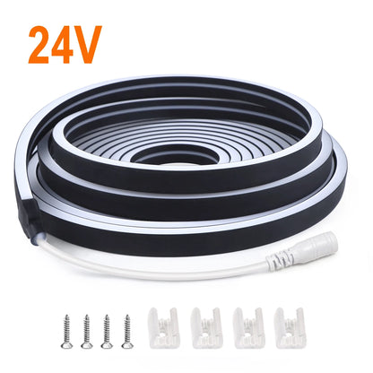 1 Roll Flexible LED Neon Strip 6MMx12MM Soft Black Silica Gel Tube Led Strip Lights Waterproof DC24V Not Include Power 1m - 5m