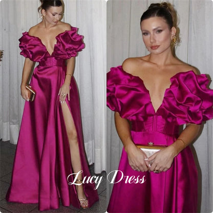 Prom Dress Evening Satin Line A Three-dimensional Rotator Cuff Elegant Party Long Dresses for Formal Occasions Luxury Customized